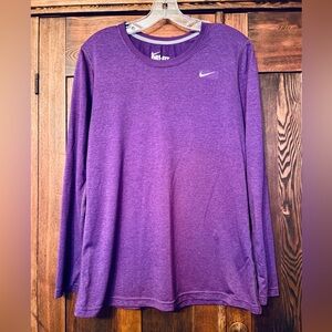 Women’s Nike Dark Purple Dri-Fit Regular Fit Long Sleeve Workout Shirt